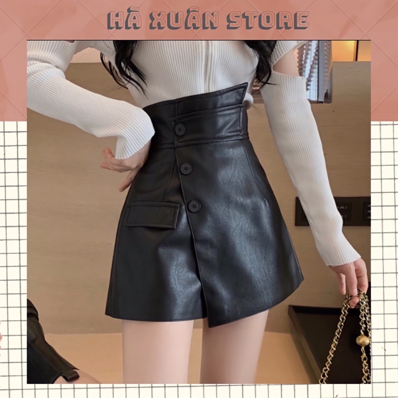 Chân Váy Da ❤️ Quần Da Giả Váy Vạt Chéo Phong Cách Hàn Quốc❤️