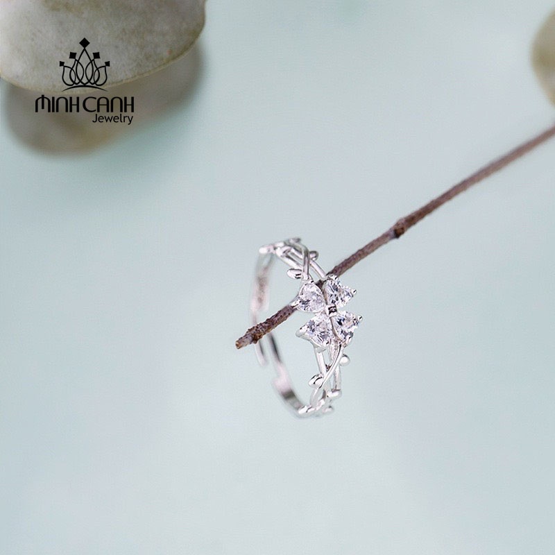 Nhẫn Bạc 4 Lá May Mắn Đính Đá - Minh Canh Jewelry