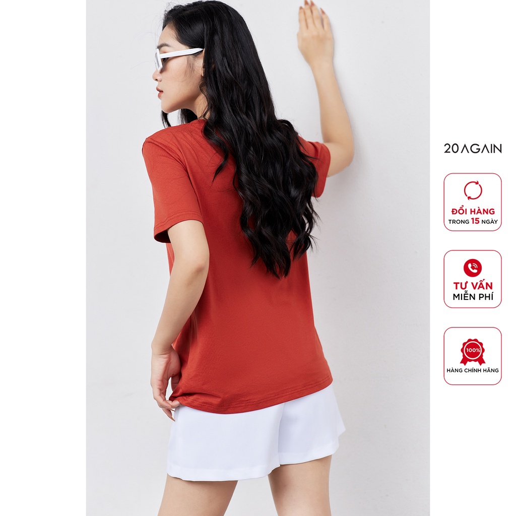 Áo thun nữ cổ tròn ngắn tay 20AGAIN in hình cô gái cá tính ATA2316