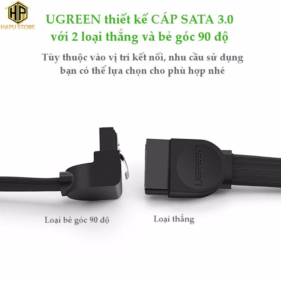 Cáp SATA 3.0 đầu bẻ góc 90 độ Ugreen 30797 dài 50cm chính hãng - Hapustore