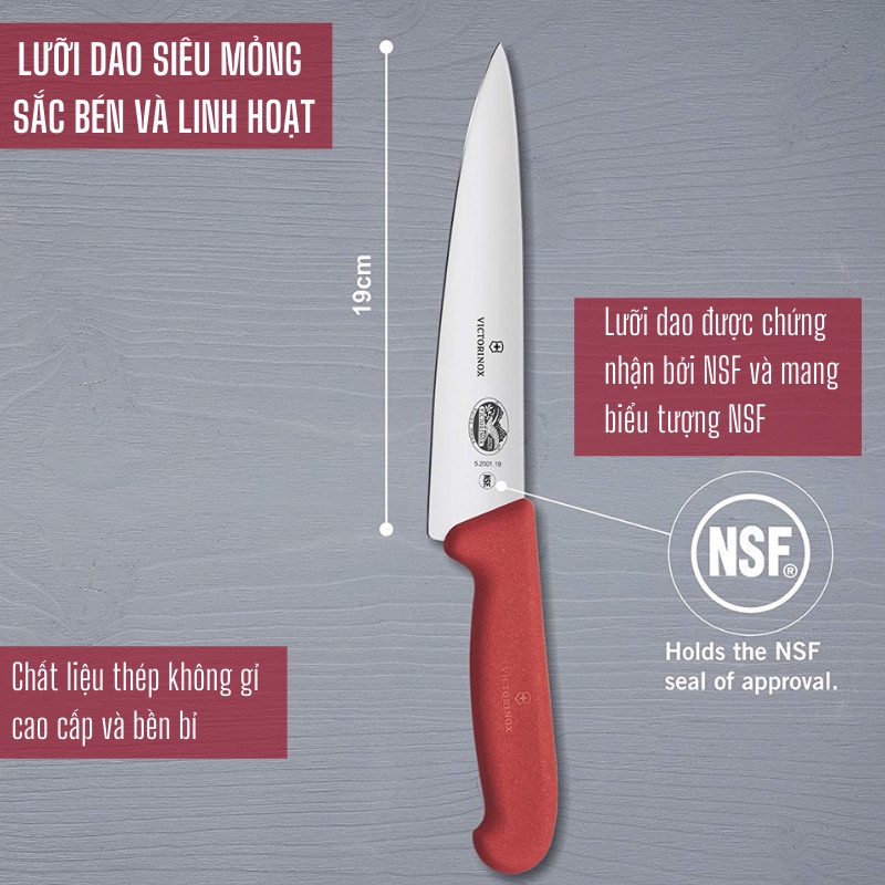 Dao nhà bếp thái thịt Victorinox Fibrox 19cm