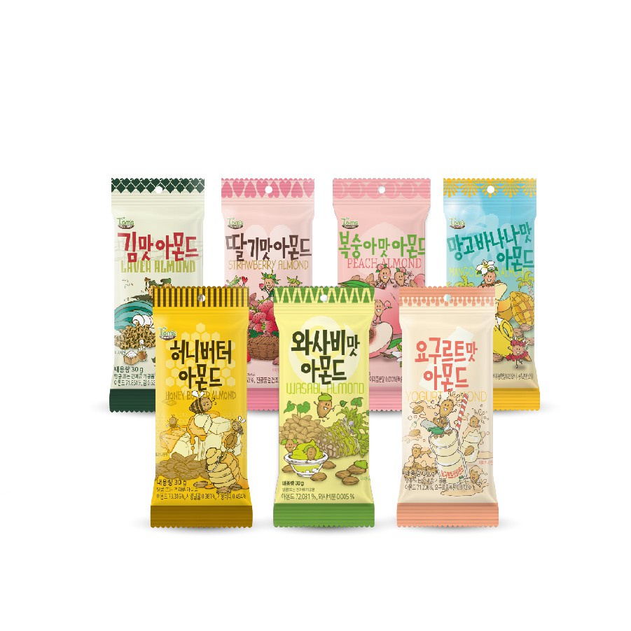 (7 vị) Hạnh Nhân Tom's Farm Tẩm 30gr