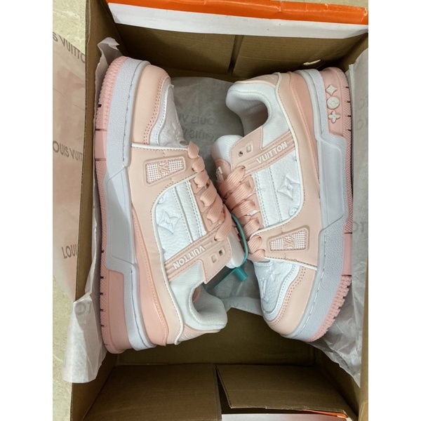 Giày LV Trắng Xanh, Trắng Hồng  m bản cao cấp,Giày thể thao nam nữ giày louis vuitton l❤️