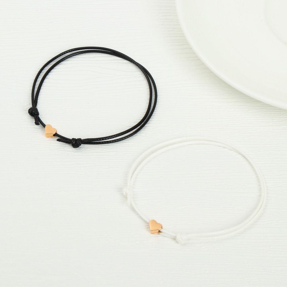 Bộ 2 Vòng Tay Họa Tiết Trái Tim Sáng Tạo Thời Trang Cho Cặp Đôi