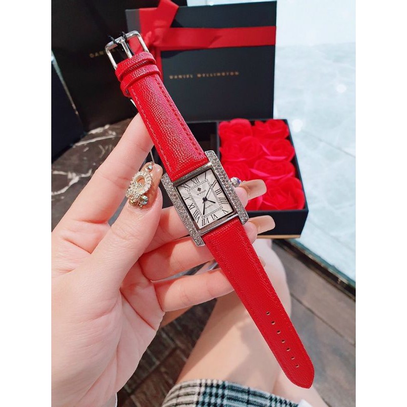 🍁FREESHIP🍁Đồng hồ nữ WOOR mặt vuông dây da cao cấp viền đá sang trọng | BigBuy360 - bigbuy360.vn