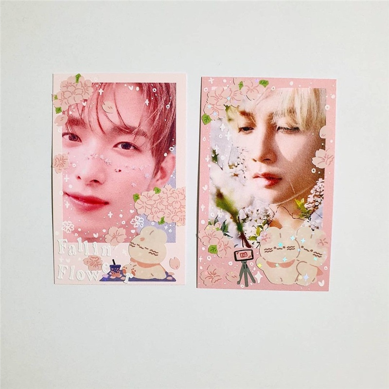 Sticker Hình Dán PET Hình Thỏ Mèo Râu Quăn Lấp Lánh Trang Trí Toploader Bullet Journal