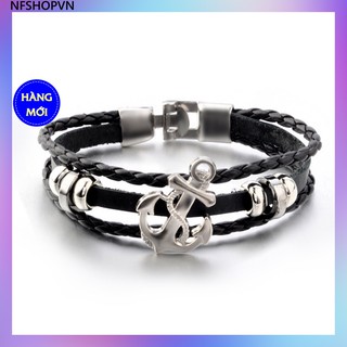 Vòng tay nữ dây da, mẫu hình mỏ neo, vta009