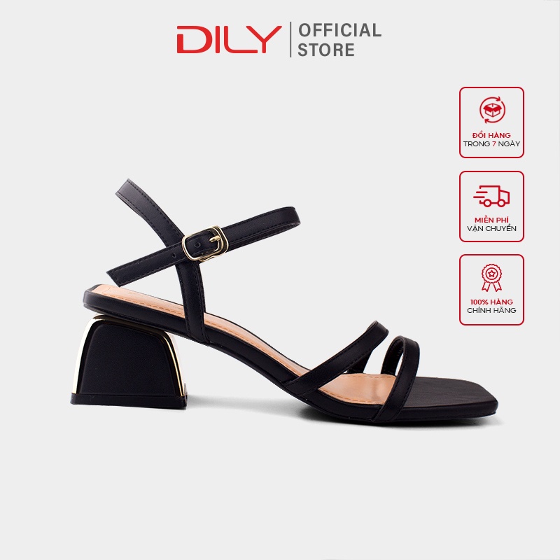 Giày sandal nữ DILY gót vuông mạ đồng quai mảnh cao 5cm_AA0273