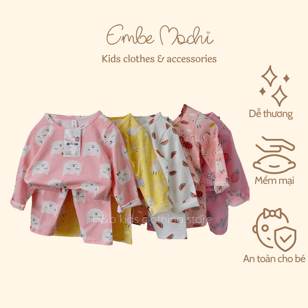 Bộ cotton dài tay hè thu cho bé gái