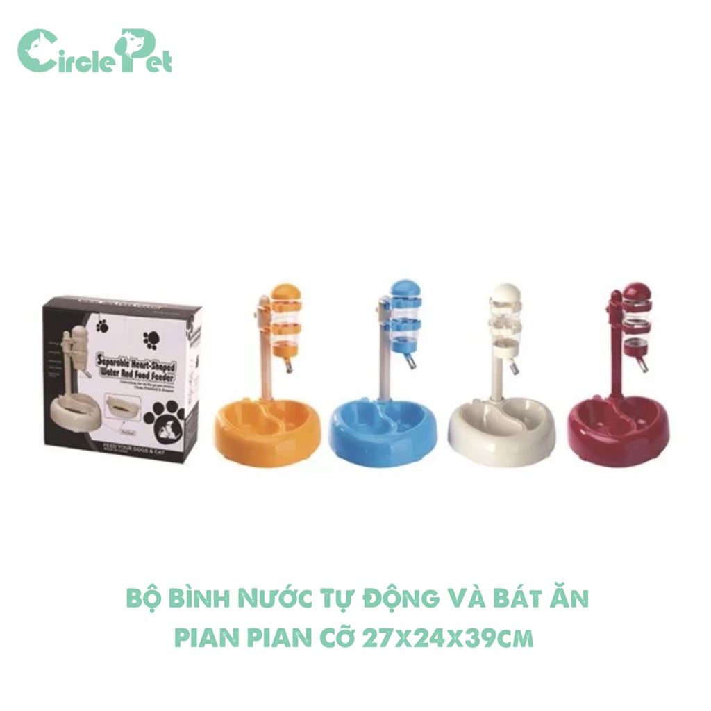 Bộ Bình Nước Tự Động Và Bát Ăn PIAN PIAN Dành Cho Thú Cưng Chất Liệu Nhựa Cao Cấp Cỡ 27x24x39cm - Circle Pet