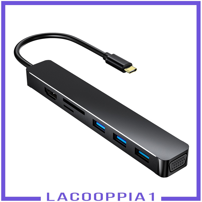 [LACOOPPIA1] Aluminum 7 in 1 USB 3.0 C to HDMI 4K Hub Multiport Adapter Dongle