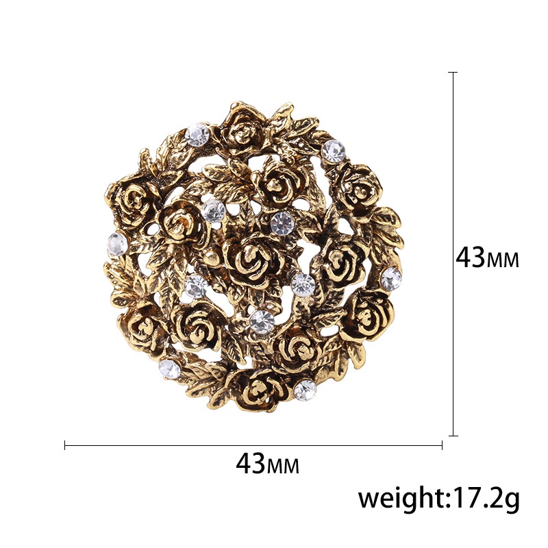 Ghim Cài Áo Hình Hoa Hồng Đính Đá Phong Cách Retro