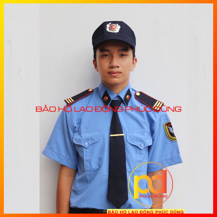 Áo đồng phục bảo vệ xanh biển tay ngắn đẹp chuyên nghiệp - [không phụ kiện] - giá rẻ chất cotton tốt thấm hút mồ hôi