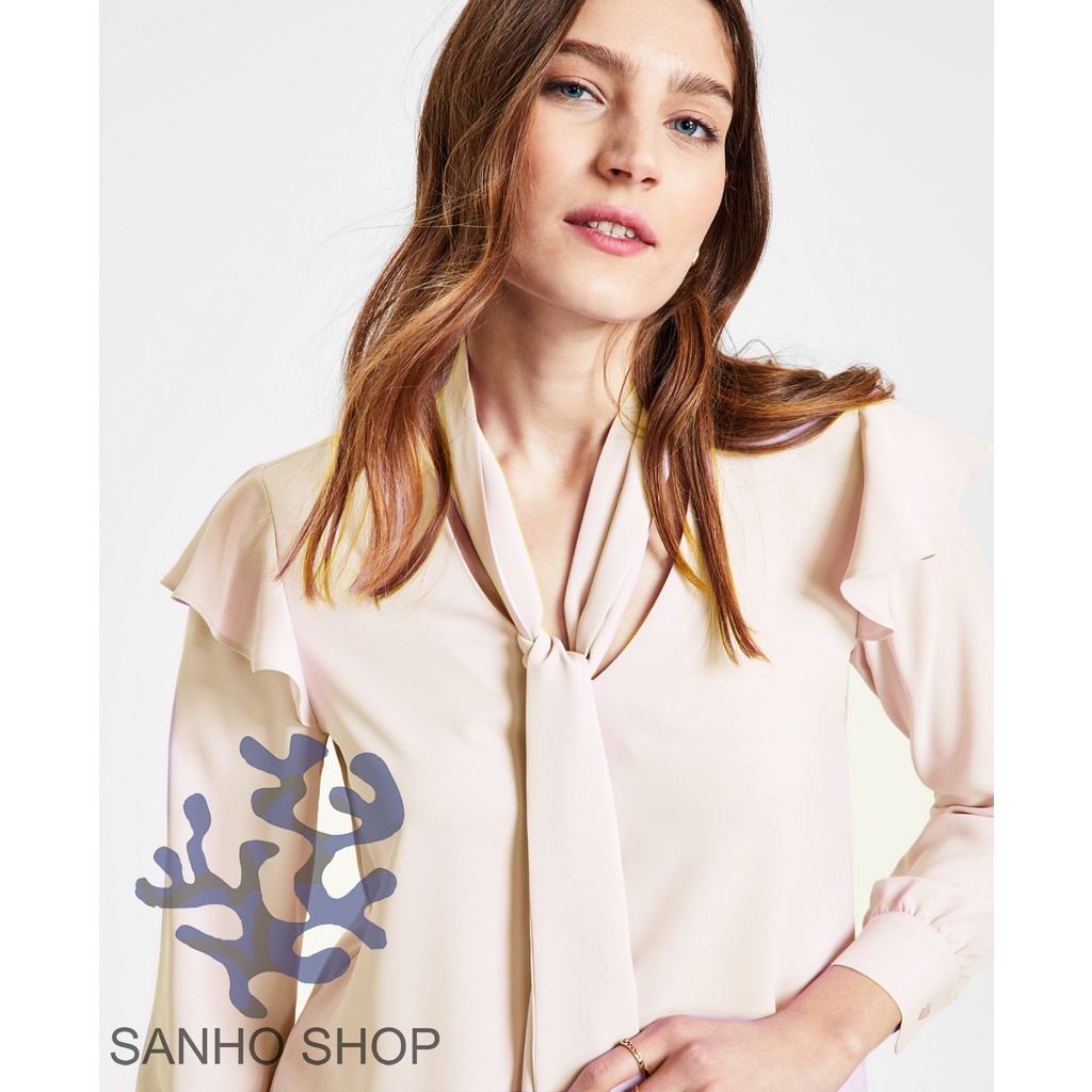 Áo Bar III Bow-Neck Ruffled-Shoulder Blouse
