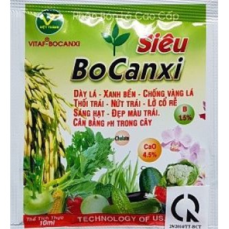 Phân bón Siêu BoCanxi gói 10ml cung cấp Bo Canxi chống vàng lá do thời tiết bất lợi