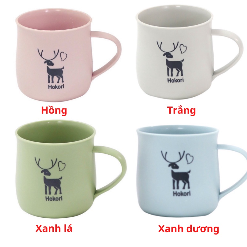 Cốc uống nước Hokori 350 ml lúa mạch nhựa Việt Nhật chính hãng chịu nhiệt cao cấp nhiều màu