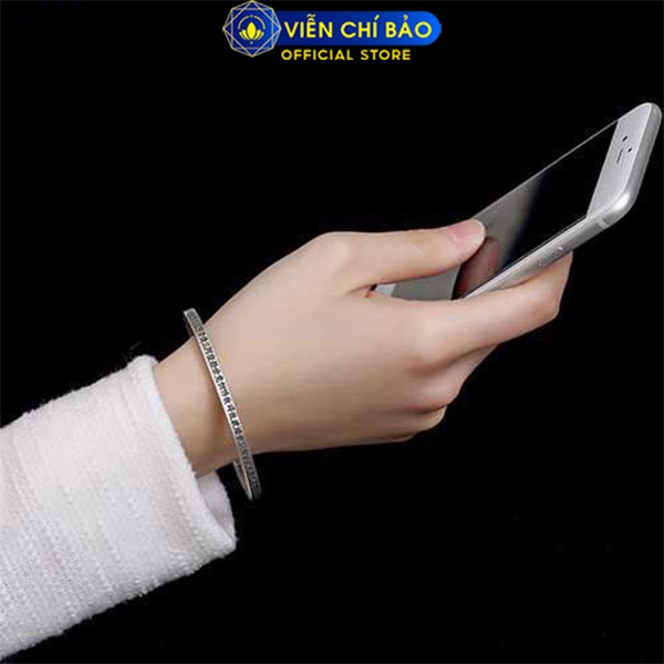 Vòng tay bạc nam nữ Bát Nhã Tâm Kinh, kiềng tay bản tròn đặc freesize bạc Thái S925 Viễn Chí Bảo L100169