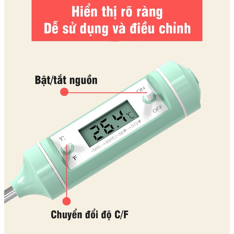 Nhiệt kế điện tử đo nước pha sữa cho bé Misuta đo nhiệt độ nước sữa và thức ăn