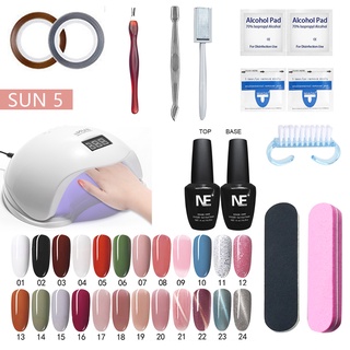 Bộ làm móng(sơn gel 24 chai +Máy Hơ Gel SUN 5+Dụng cụ làm móng+TOP&BASE sơn gel) bộ làm nail Mini tại nhà