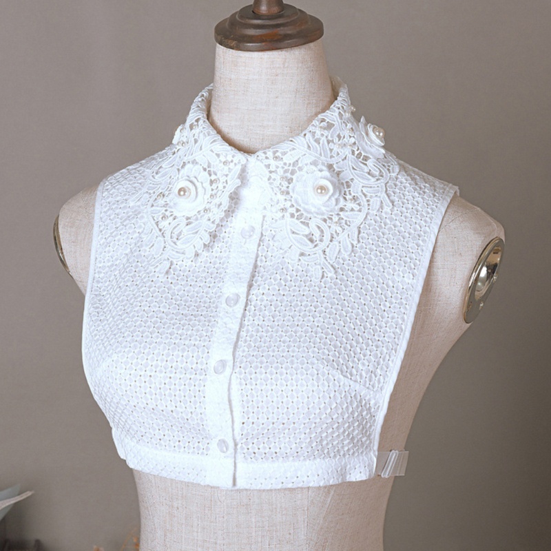 Cổ Áo Sơ Mi Đính Ngọc Trai Giả Họa Tiết Hoa Thanh Lịch Cho Nữ