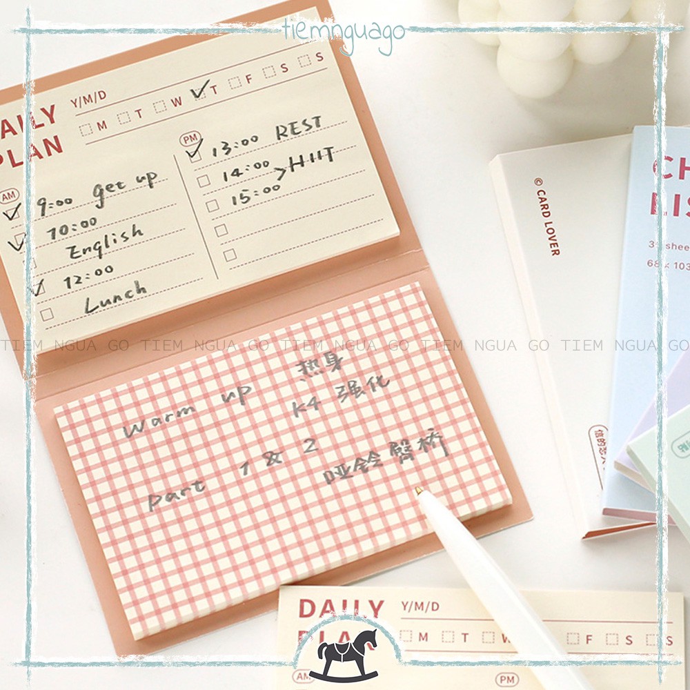 Tập 60 Note Gấp 2 Style Daily Planner Giấy Note Ghi Chú Cute Dễ Thương Trang Trí Bullet Journal - Tiệm Ngựa Gỗ