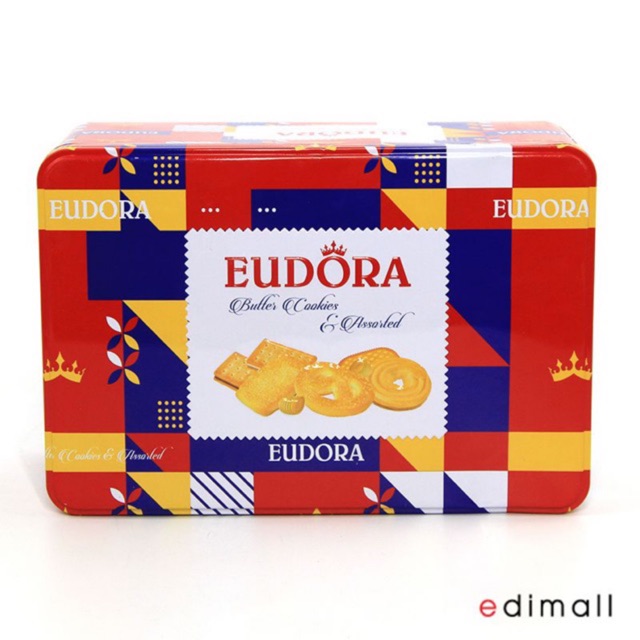 BÁNH QUY BƠ TỔNG HỢP EUDORA HỘP THIẾC 306G