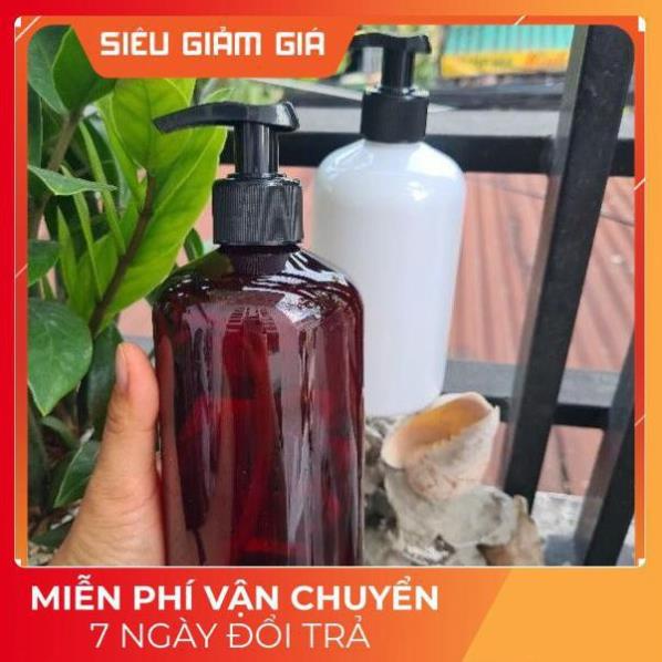 Chai Chiết Mĩ Phẩm ❤ GIÁ TỐT NHẤT ❤ Chai nhựa pet vòi nhấn sữa tắm Nâu,Trắng Lùn 500ml chiết mỹ phẩm , phụ kiện du lịch