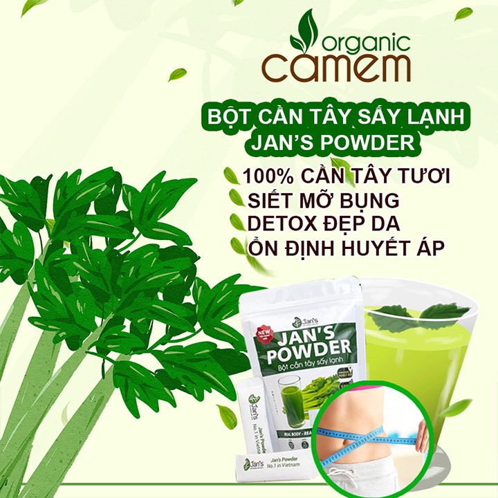 Bột cần tây giảm cân Jans giảm cân sau sinh giúp giảm mỡ bụng đẹp da sạch mụn detox cơ thể