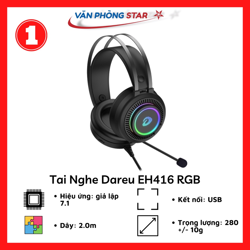 Tai Nghe Dareu EH416 RGB (7.1, USB, LED RGB)