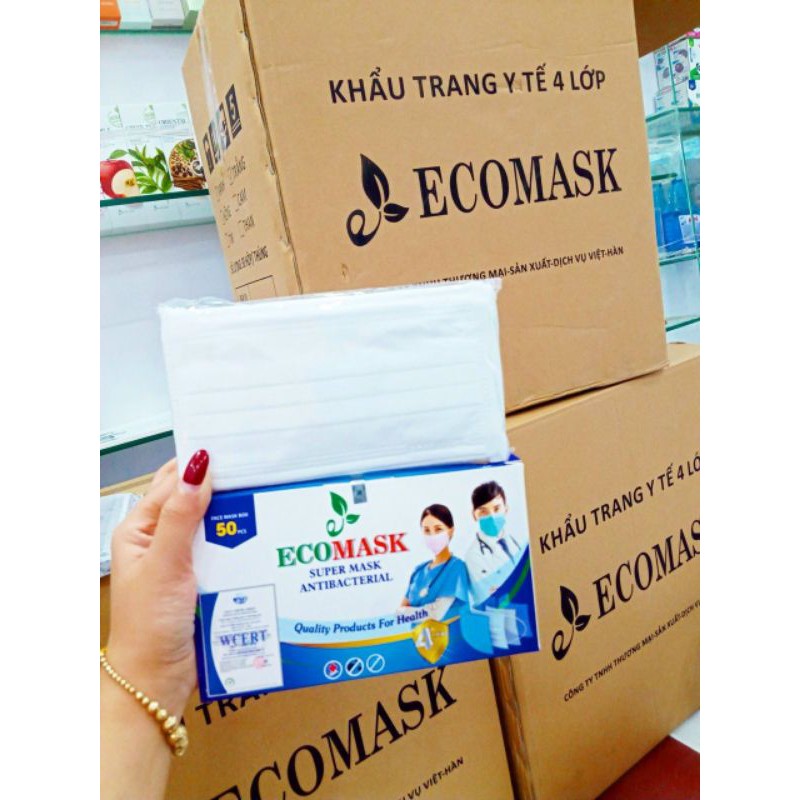 KHẨU TRANG Y TẾ CAO CẤP KHÁNG KHUẨN 4 LỚP ECOMASK (HỘP 50 CÁI)