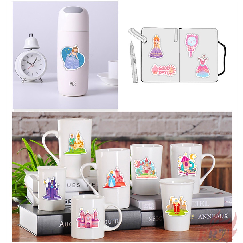 ❉ Miếng Dán Hình Công Chúa Disney 02 Magic &amp; Castle ❉ Bộ 50 Miếng Dán Chống Thấm Nước Thời Trang