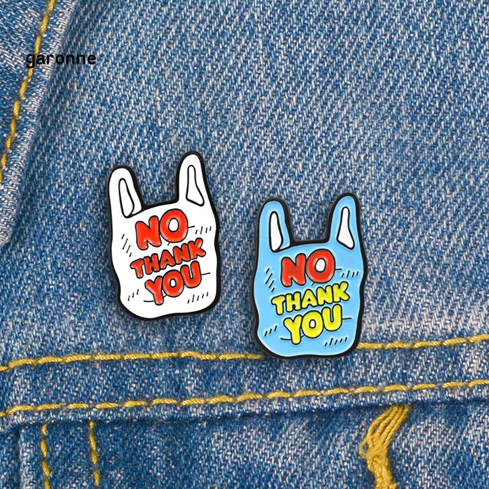 Cài áo hình đôi tai tráng men ngộ nghĩnh in chữ cái tiếng Anh &quot; No Thank You &quot;