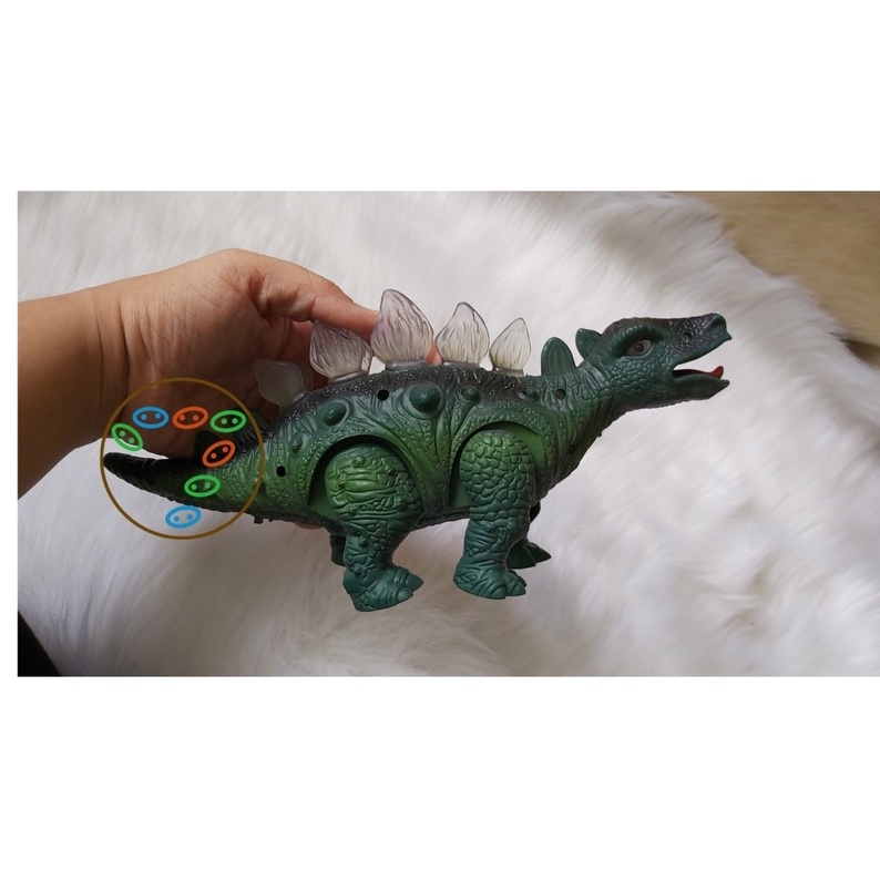 Đồ chơi khủng long pin di chuyển + lưng đèn (tặng kèm pin)