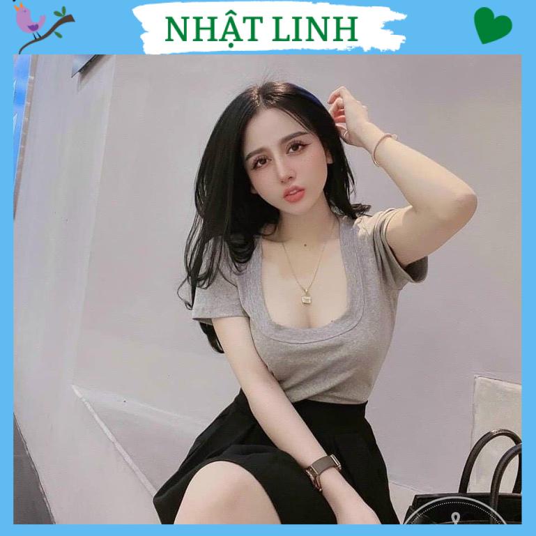 Áo kiểu nữ NHẬT LINH áo thun cổ U chất zip dáng ôm body - A384