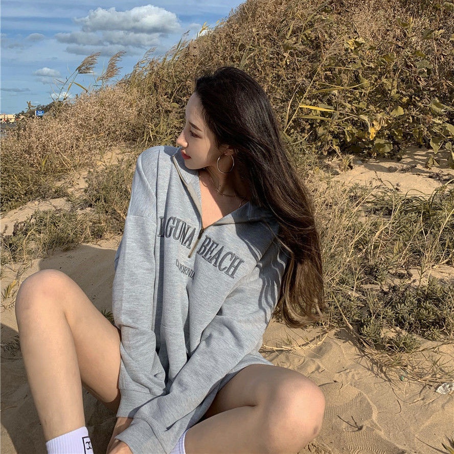 COZOK Áo Sweater Tay Dài Form Rộng Kiểu Dáng Retro Hợp Thời Trang