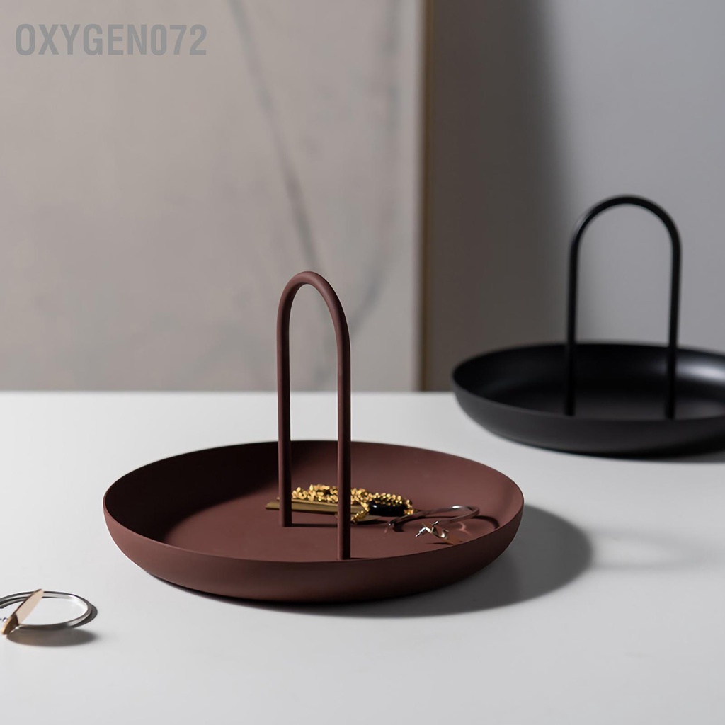 Oxygen072 khay tròn đựng đồ kim loại tròn để bàn di động lưu trữ hàng đầu Phong cách hiện đại đơn giản có tay cầm
