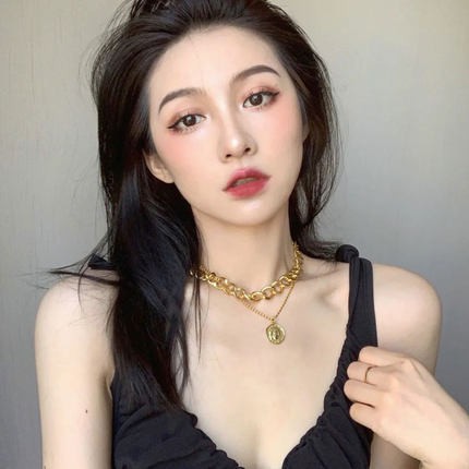 Dây chuyền hai lớp phối sợi xích phong cách hip hop thời trang cho nữ