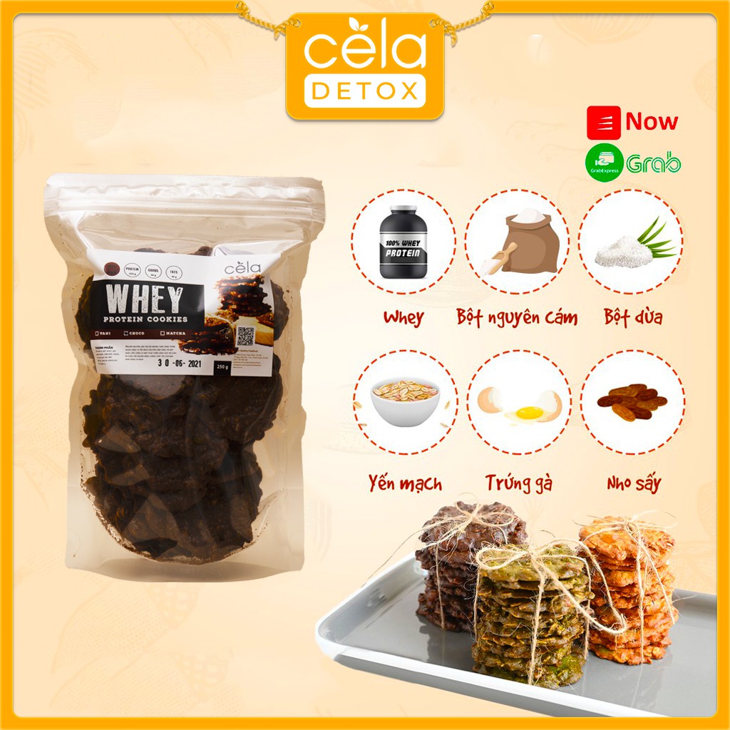 Bánh Whey Protein Cookies Cela gói 250g dành cho dân tập Gym