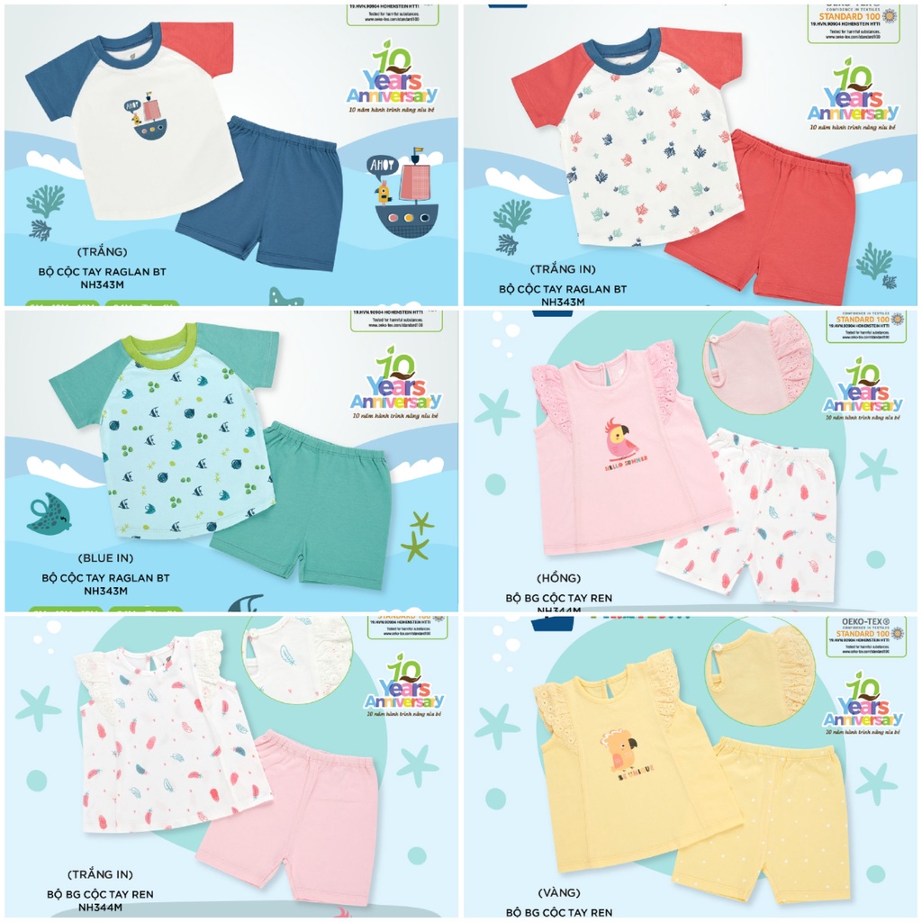Bộ cộc tay tăm/cotton họa tiết Lullaby cho bé NH412M