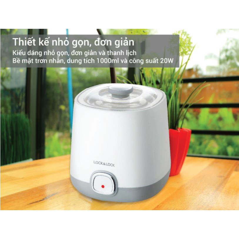 Máy Làm Sữa Chua Lock&amp;Lock EJY110SLV Nắp Thủy Tinh Dễ Quan Sát 1000ML