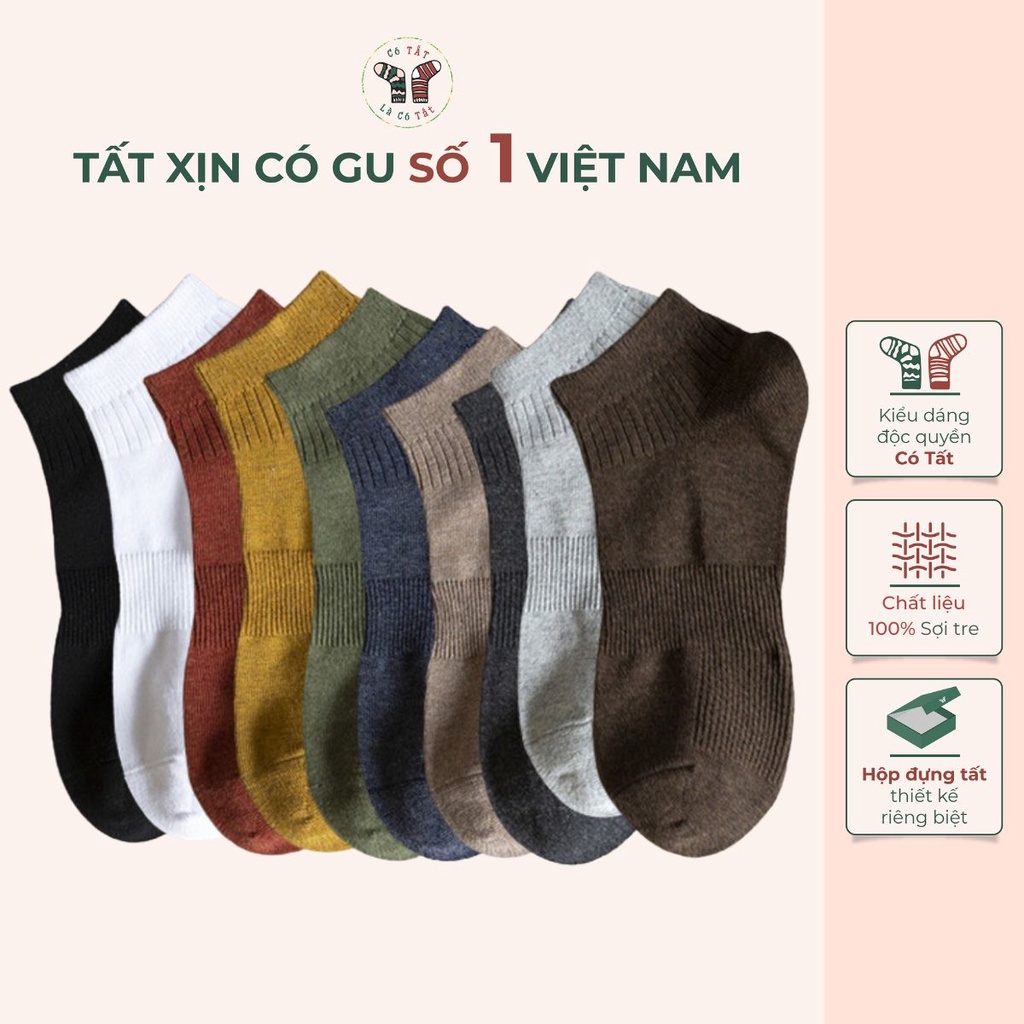 Tất nam cổ ngắn Có Tất Là Có Tất dệt từ sợi tre cao cấp kháng khuẩn, thấm hút, ngăn mùi gấp 4 lần tất thường - CROWN