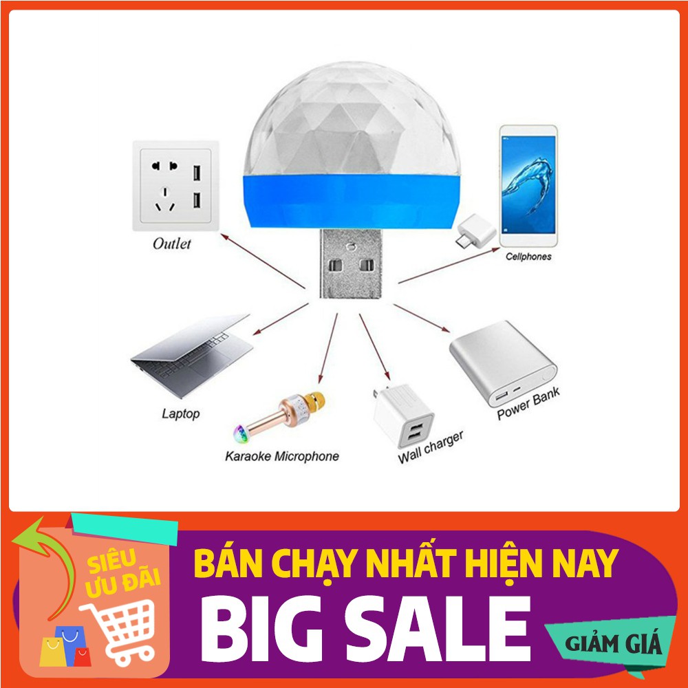 Đèn chớp vũ trường cổng USB chớp theo điệu nhạc/ Sử dụng cho sinh nhật, tiệc/ Cảm biến âm thanh chớp theo nhạc