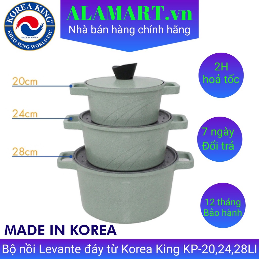 Nồi nấu men ceramic đáy từ Korea King KP-28LI ( phủ men chống dính Ceramic, SIZE 28cm) nhập khẩu hàn quốc