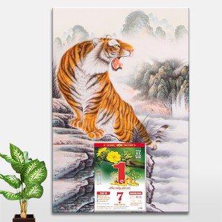Lịch treo tường bằng gỗ Cọp Vàng, thích hợp trang trí phòng khách