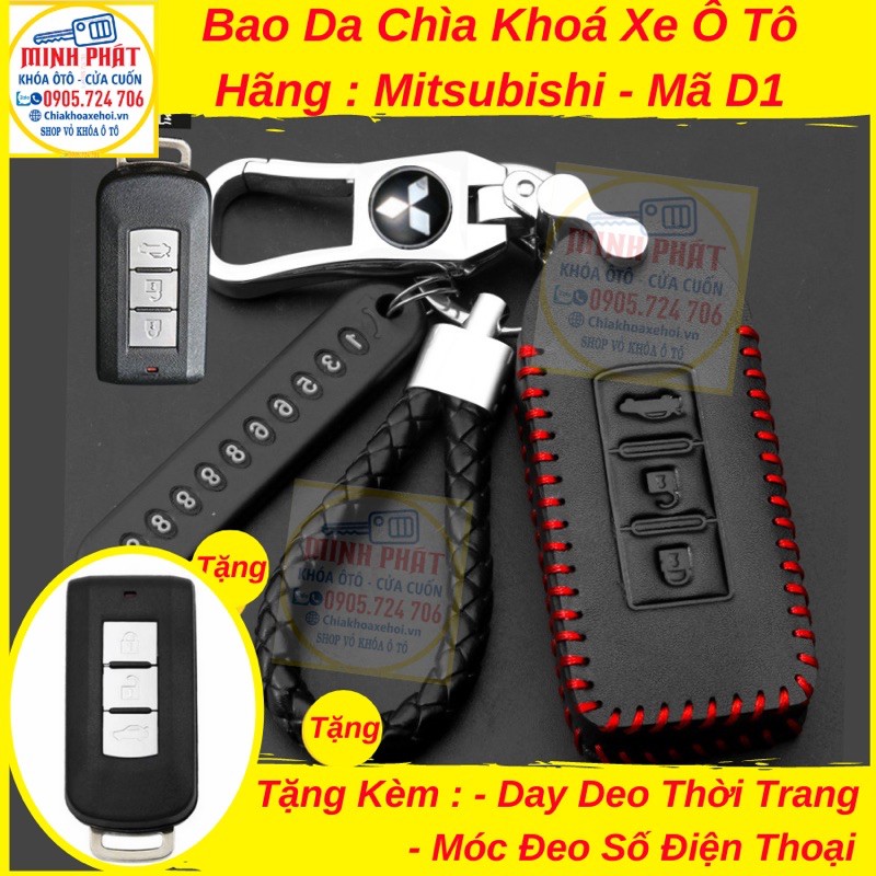 Bao Da khoá xe Mitsubishi ( Lưu Ý : Sản phẩm gồm có bao da và móc khoá ko có quà đi kèm )