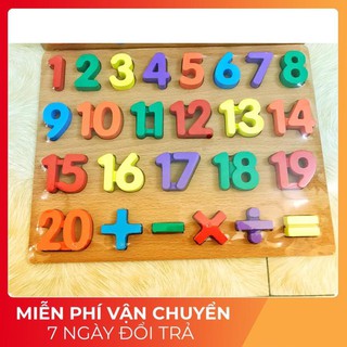 Bảng 20 Số và Phép tính Gỗ nổi  - Đồ chơi Ghép hình Montessori giúp bé học đếm ĐCG
