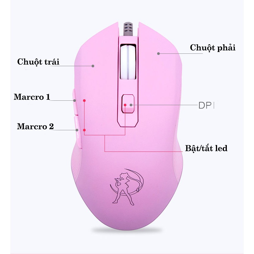 Chuột Gaming HM09 Pink LED RGB - Siêu Phẩm dành cho nữ game thủ