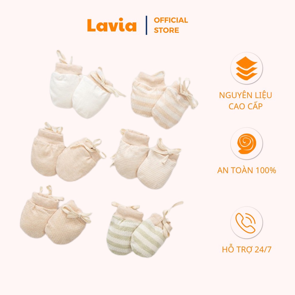 Bao tay sơ sinh Lavia chất liệu cotton hữu cơ tự nhiên không chất tẩy nhuộm an toàn cho bé