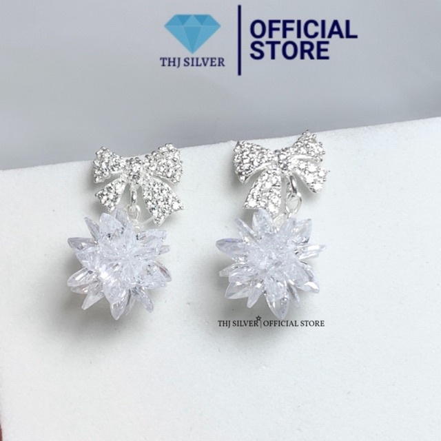 Bông tai nơ hoa tuyết chuẩn bạc ta