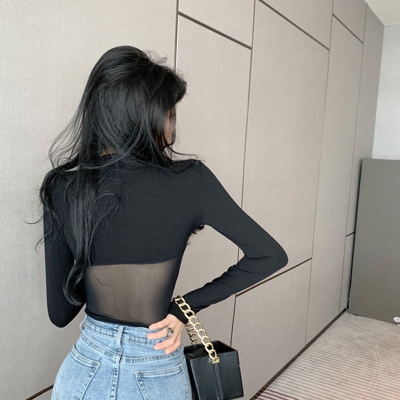 Jiashucheng Áo Thun Dài Tay Dáng Ngắn Phong Cách Mới Cho Nữ